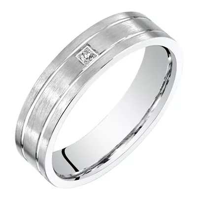 Men's 14k White Gold Genuine Diamond Wedding Ring 5mm Band Sizes 8 To 14 • $340.99