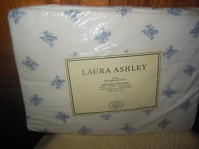 Laura Ashley - Sophia Blue Floral Twin Flat Sheet - New - Vintage Pattern • $69