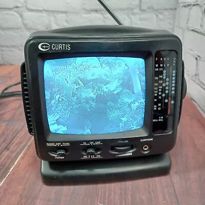 Curtis 4.5  CRT B/W Television TV With RCA Input Retro Gaming AM/FM UHF ~TESTED • $39.99