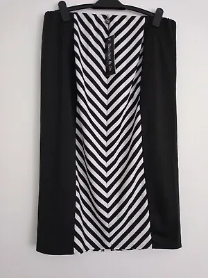 £9.99 • Buy 🌟Scarlett And Jo Chevron  Black And White Tube Pencil Skirt Size 22  Ref M31h