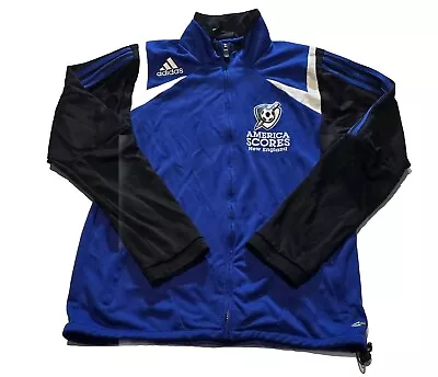 Adidas Mens Sweatshirt Jacket Blue Black White Full Zip Up Size Medium Climacool • $17.99