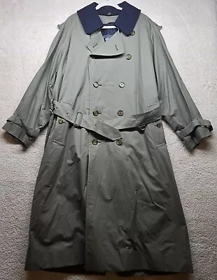 Mens Burberry London Belted Trench Coat Size L Military Green Size 44 Regular • $129.99