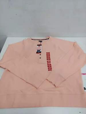 $18.02 • Buy Gap Women's XL, Cotton Blend Henley Sweatshirt Top Casual, Pink/Peach, NwT