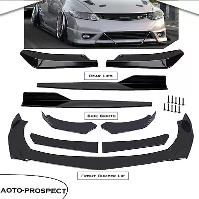 Glossy Black Front Bumper Lip Splitter Lower Spoiler Body Kit For Honda Civic • $55.99