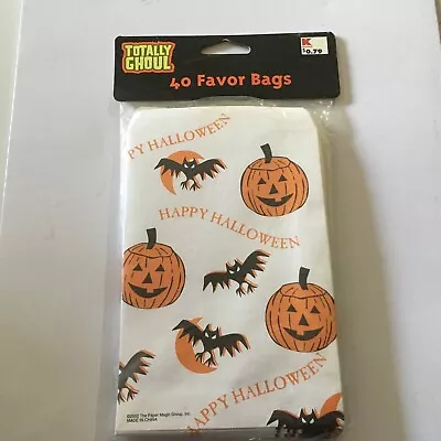 Vintage Halloween Favor Bags Totally Ghoul Bats Jack O Lantern Qty 40 KMart • $14.99