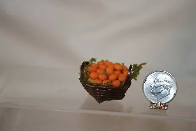 Miniature Dollhouse Handwoven Basket Fresh Picked Mandarin Oranges 1:12 • $24.99