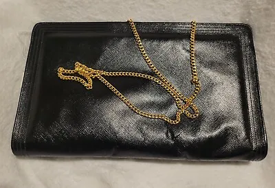 Vintage Morris Moskowitz Black Leather Handbag Clutch Purse 11 X7  • $35.96