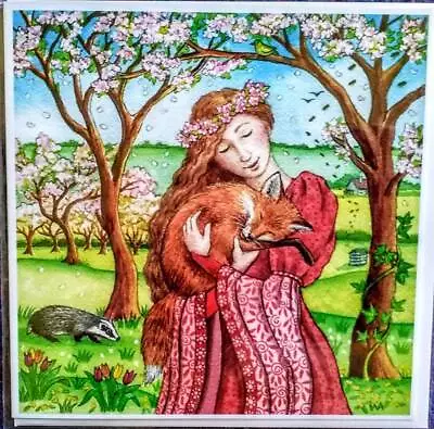 Hare Badger Card Wife Daughter Card Moon Fox Tree Equinox Ostara Easter Pagan • £2.89