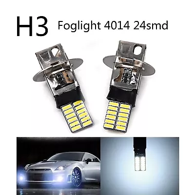 12V H3 White 24-SMD 4014 LED High Power Bulb DRL Fog Light Driving Lamp 2X AU • $21.12