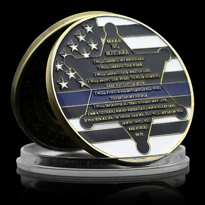 The Thin Blue Line Bronze Coin Of US Police Honor Service Medal Make No Mistake • $3.99