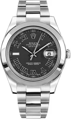 Rolex Datejust II 41 Dark Grey Roman Dial Men's Casual Watch 116300-0006 • $10495