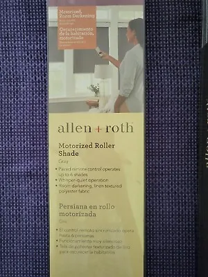 Allen + Roth Motorized Roller Shade Gray 29x72  2318978 With Remote New!!! • $135