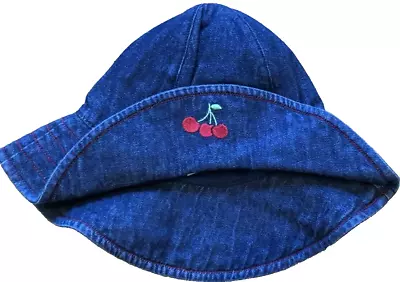NEW Vintage 2001 Gymboree Denim Cherries Sun Hat Size NB Newborn 0-3 Mo NWT • $5.50