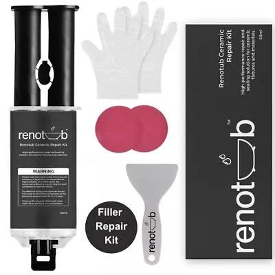 Renotub Repair Kit White Fix Scratch Crack Chip Ceramic Porcalain Sink Bath WC • £16.99