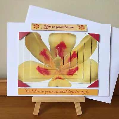 HANDMADE 3D Decoupage Card Yellow & Red Lily You’re Special To Me Special Day • £4.99