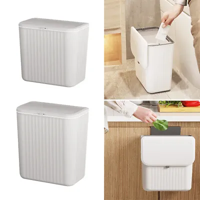 Wall Mounted Waste Bin With Lid 7L/9L Cabinet Cupboard Door Hanging Trash Can UK • £8.95