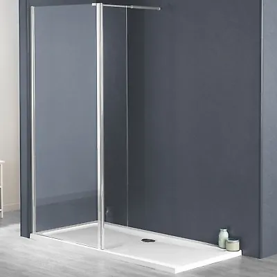 Walk In Wet Room Shower Enclosure 8mm Glass Screen With Tray & Flipper Panel • £126.99