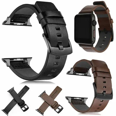 $15.99 • Buy Genuine Leather Band Strap For Apple Watch SE Series 7 6 5 4 3 2 1 38 42 41 45mm