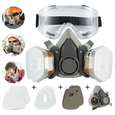 6200 16 IN 1 Full Face Gas Mask Chemical Paint Spray Vapor Respirator Reusable • £9.89