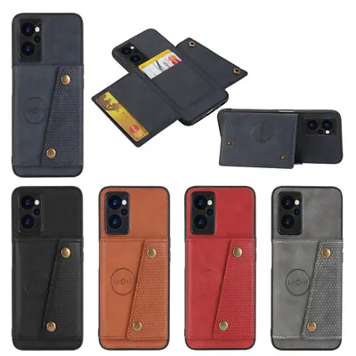 Retro Card Bag Leather Flip Case Cover For Oppo A17 A97 A52 A9 A94 Realme 10 11 • $14.29
