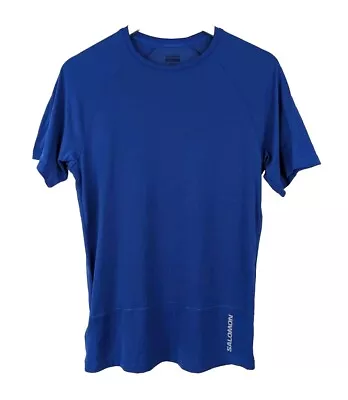 Salomon Blue Cross Run Tshirt Short Sleeve Tee Size Small Surf The Web • £25