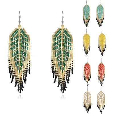 Multi Mix Color Women Boho Beads Earrings Beaded Long Drop Dangle Earrings 2696 • $5.09