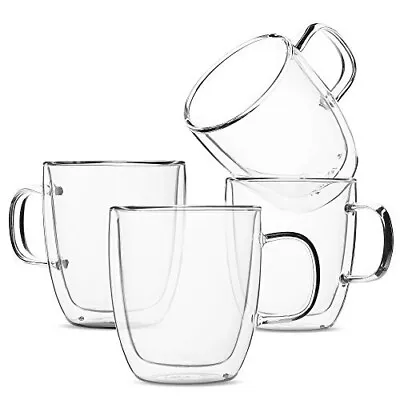 BTaT- Insulated Coffee Mugs Glass Tea Mugs Set Of 4 Double Wall 12 Oz (350 Ml) • $26.99