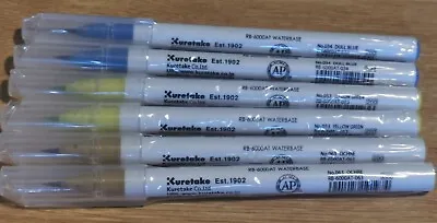 £10 • Buy Kuretake Watercolour Brush Pens X6 Mixed Colours Blue / Yellow Green / Ochre BN