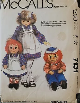 Craft Sewing Pattern McCall's 7131 Sewing 36  LG Raggedy Ann & Andy Doll  Uncut • $9.99