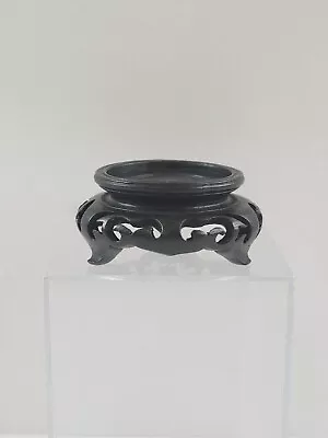 1 3/4  Round Asian Oriental Black Wood Plant Jar Vase Stand Display Base • $14.24