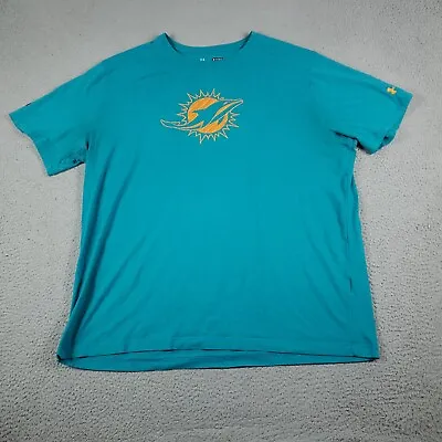 $15.16 • Buy Under Armour Miami Dolphins T Shirt Mens 2XL Aqua Blue NFL Football  *