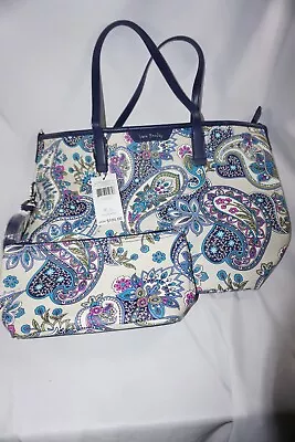 Vera Bradley PROVENCE PAISLEY BERRY BLUE  Small Every Day Tote & Small Pouch Set • $125