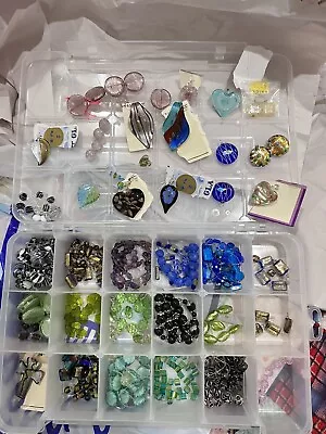 Large Lot Of Glass Beads & Pendants Millefiori Metals Art Crackle Amethyst • $75