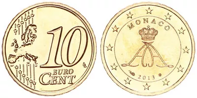 Monaco 10 Cent 2013 Currency Coin Rare Year Edition 10.000 Prägefrisc 107798 • $40.66