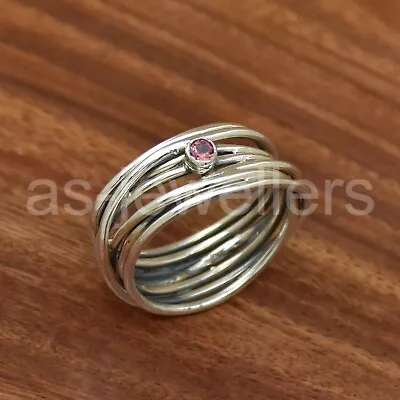 925 Sterling Silver Ruby With Wire Band Ring Jewelry Rolling Silver Ring • $32