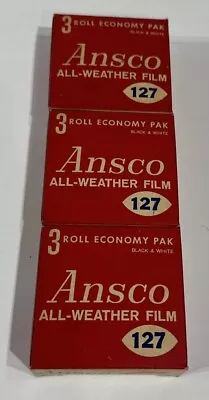 3 Vintage GAF Ansco 127 All Weather Pan Film 3 Rolls Black & White Exp 06-67 NOS • $30