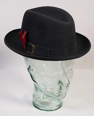 Biltmore Fedora Hat Mens 6 7/8 Vintage Antique Unworn Black Feather Castle Felt • $41.80