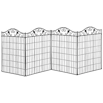 Outsunny Garden Decorative Fence 4 Panels 44in X 12ft Steel Wire Border Edging • £69.99