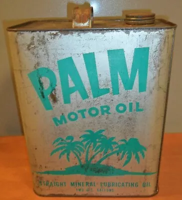 Vintage PALM MOTOR OIL 2 Two Gallon Can PORT LUBRICANTS Charleston SC • $230