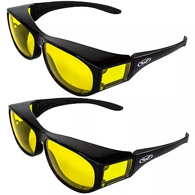 2 Pairs Global Vision Escort Fits Over Most Glasses Motorcycle Sunglasses Black • $22.95