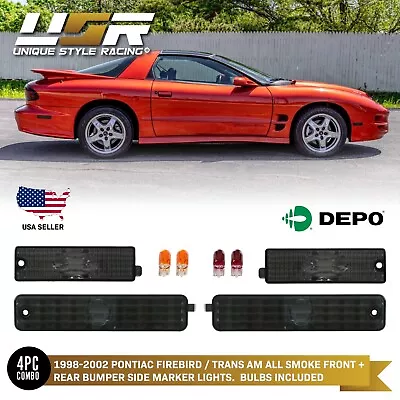 DEPO Smoke Front +Rear Side Marker Light For 1998-2002 Pontiac Firebird Trans Am • $34.15