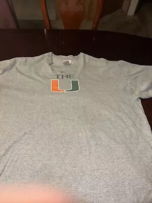 Nike Miami Hurricanes Mens Shirt Grey 2XL XXL The U Pride Swoosh NCAA UM • $7.99