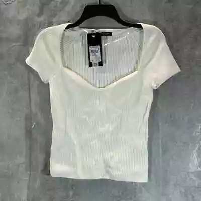 MARCIANO Women's Pale Pearl Akello Ribbed Queen Anne Neck Sweater Top SZ M • $25