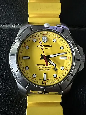 Victorinox INOX Stainless Steel Yellow Dial Rubber Strap Men's Watch 241735 • $495