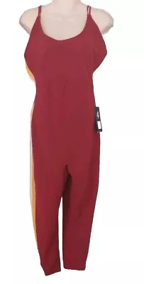 4 Laps Fourlaps Xl Elevate Jumpsuit Dark Red Side Stripes Workout Gym Wear NWT • £43.32