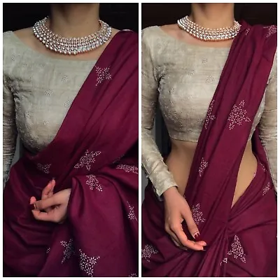 $57.20 • Buy Indian Women Fancy Ethnic Wear Silk Wedding Sari Traditional Party Saree Blouse