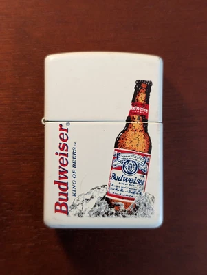 $55 • Buy 2001 Zippo Budweiser Bud Beer Bottle - White Matte Finish Lighter - Nice!