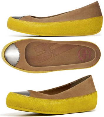 £49.99 • Buy FitFlop™ DUE SHINY PONY TAN BALLERINA PUMPS SHOES FLATS UK 6 EU 39 USA 8 RRP £95