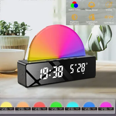 Smart Wake Up Light Lamp Alarm Clock LED Sunrise Sunset Simulation Night Light • £16.89