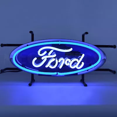 Neon Sign Ford Blue Oval Dad's Garage Wall Lamp Light Mustang GT F-150 Truck OLP • $184.99